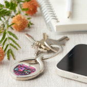 Abstracte Liefde Woord Graffiti Valentijn Bloemen  Sleutelhanger (Zijkant)