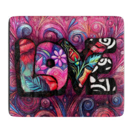 Abstracte Liefde Woord Graffiti Valentijn Bloemen  Snijplank