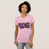 Abstracte Liefde Woord Graffiti Valentijn Bloemen T-shirt (Voorkant volledig)