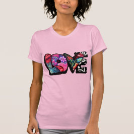 Abstracte Liefde Woord Graffiti Valentijn Bloemen  T-shirt
