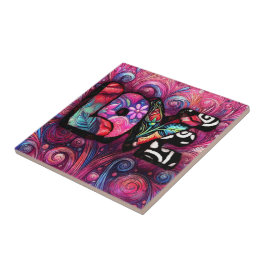 Abstracte Liefde Woord Graffiti Valentijn Bloemen  Tegeltje