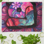 Abstracte Liefde Woord Graffiti Valentijn Bloemen  Theedoek (Gevouwen)