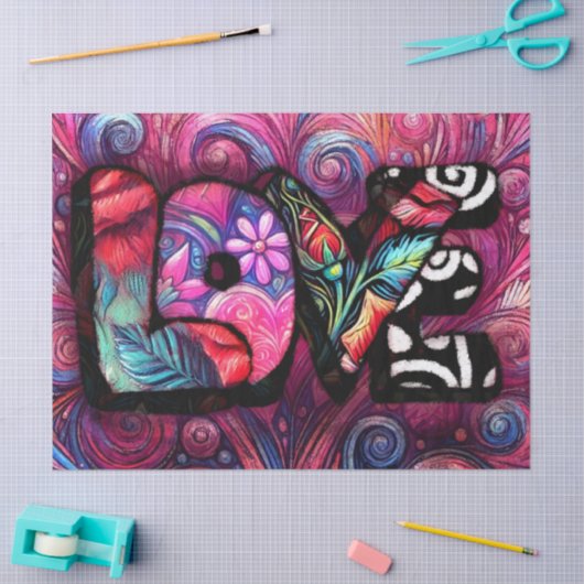 Abstracte Liefde Woord Graffiti Valentijn Decoupag Tissuepapier (Craft)