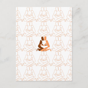 Abstracte liefdesbruin en bruine omtrek briefkaart