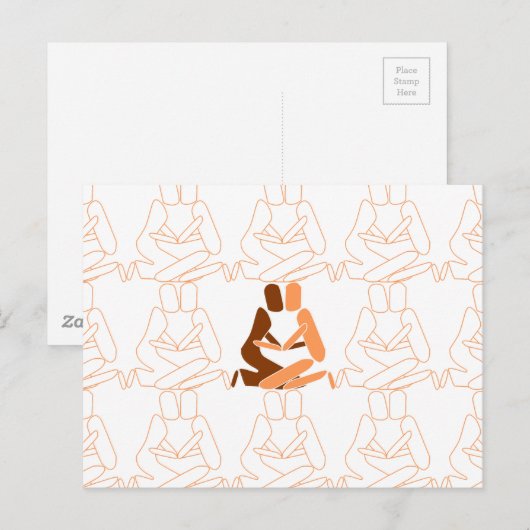 Abstracte liefdesbruin en bruine omtrek briefkaart (Voorkant / Achterkant)