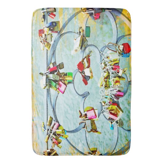 Abstracte liefdesloten, modern badmat (Voorkant Verticaal)