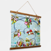 Abstracte liefdesloten, modern hangend wandkleed (Gebogen)