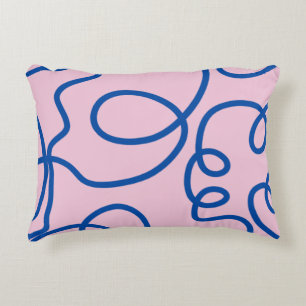 Abstracte lijn Art Retro roze en blauw Accent Kussen
