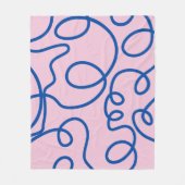 Abstracte lijn Art Retro roze en blauw Fleece Deken (Voorkant)