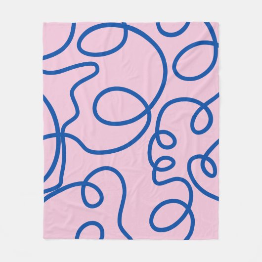 Abstracte lijn Art Retro roze en blauw Fleece Deken (Voorkant)