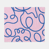 Abstracte lijn Art Retro roze en blauw Fleece Deken (Voorkant (Horizontaal))