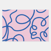 Abstracte lijn Art Retro roze en blauw Inpakpapier Vel (Voorkant 3)