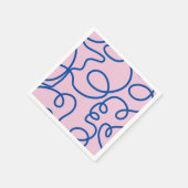 Abstracte lijn Art Retro roze en blauw Servet (Hoek)
