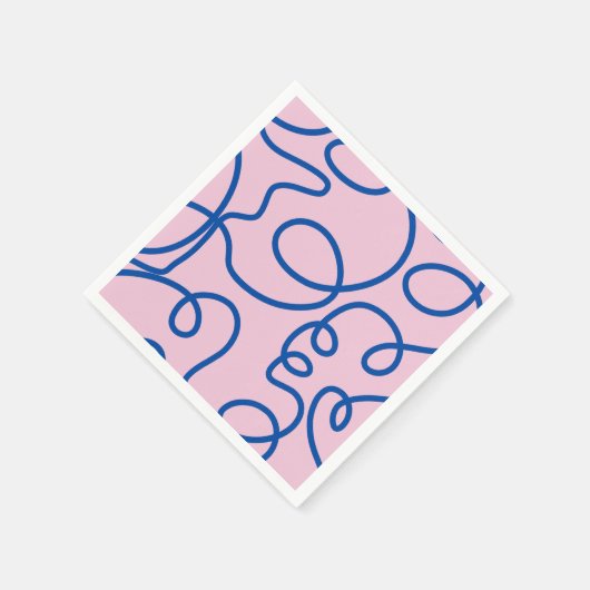 Abstracte lijn Art Retro roze en blauw Servet (Hoek)