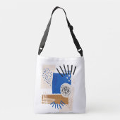 Abstracte lijn Blauw en beige Crossbody Tas (Achterkant)