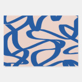 Abstracte lijn Blauw en beige Inpakpapier Vel (Voorkant 2)