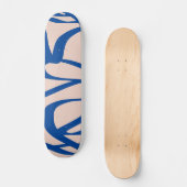 Abstracte lijn Blauw en beige Persoonlijk Skateboard (Voorkant)