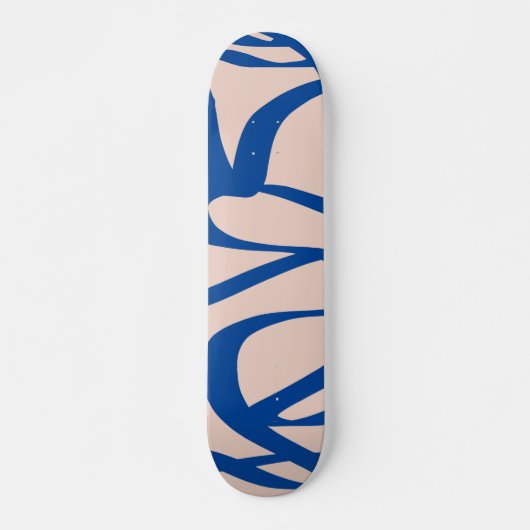 Abstracte lijn Blauw en beige Persoonlijk Skateboard (Voorkant)