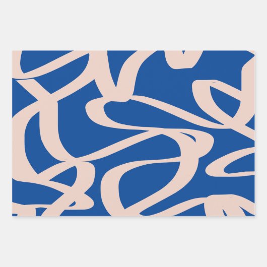 Abstracte lijn blauw inpakpapier vel (Voorkant)