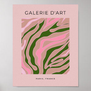 Abstracte lijn blush roze en groen poster