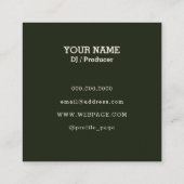 Abstracte lijn deejay cover wit groen vierkante visitekaartje (Achterkant)