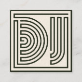 Abstracte lijn deejay cover wit groen vierkante visitekaartje (Voorkant)