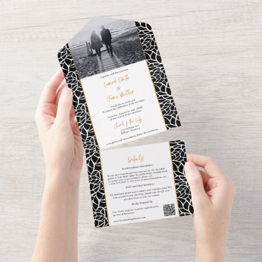 Abstracte lijn Foliage All-in-One Invitation All In One Uitnodiging (Afscheurbaar)