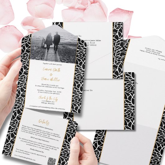 Abstracte lijn Foliage All-in-One Invitation All In One Uitnodiging