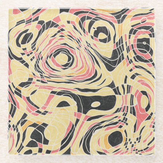 Abstracte lijn geo patroon, topografisch ontwerp. glazen onderzetter (Voorkant)