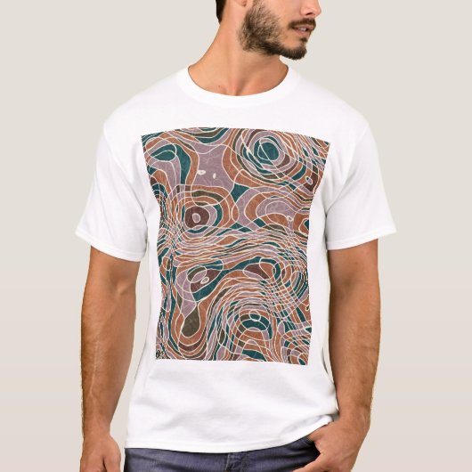 Abstracte lijn geografisch patroon t-shirt (Voorkant)