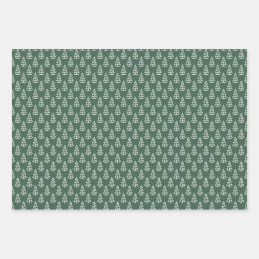 Abstracte lijn kerstbomen op rood en groen inpakpapier vel (Voorkant 2)