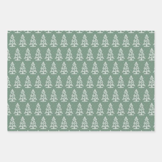 Abstracte lijn kerstbomen op rood en groen inpakpapier vel (Voorkant)