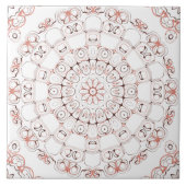 Abstracte lijn kunst Mandala in bruin en perzik to Tegeltje (Voorkant)