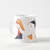 Abstracte lijn kunst van vrouwen koffiemok (Voorkant links)