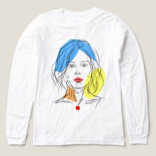 Abstracte Lijn Kunst Vrouw Portret Lange Mouwen Sh Tri-Blend Shirt