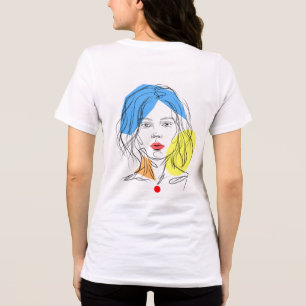 Abstracte Lijn Kunst Vrouw Portret T-shirt