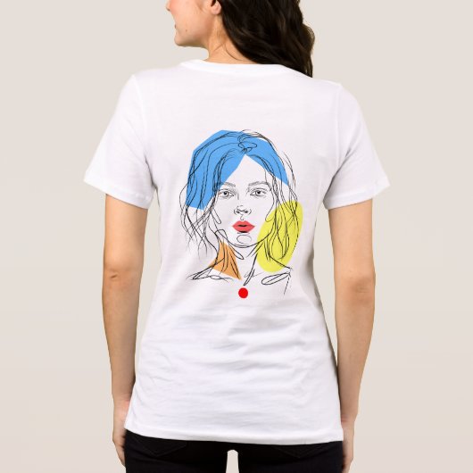 Abstracte Lijn Kunst Vrouw Portret T-shirt (Achterkant)