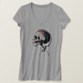 Abstracte lijn Kunstschedel V nek - Vrouwenschedel T-shirt (Design voorkant)