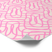 Abstracte lijn preppy roze patroon poster (Hoek)