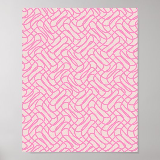 Abstracte lijn preppy roze patroon poster (Voorkant)