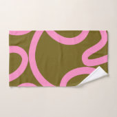 Abstracte lijn roze en olijfgroen bad handdoek (Handdoek)