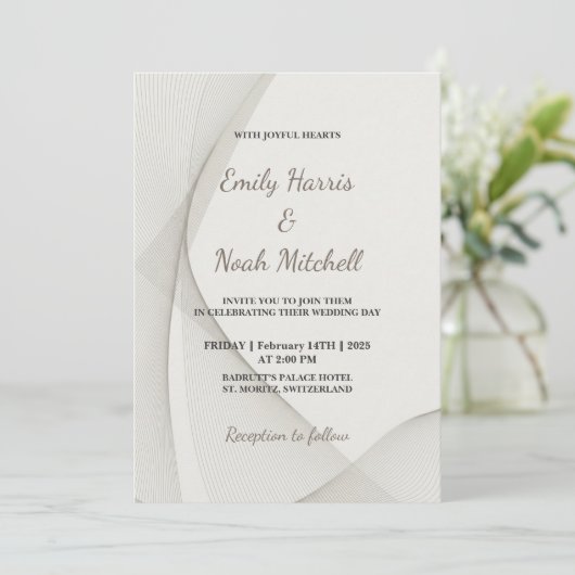 Abstracte lijn textuur bruiloft uitnodiging (Staand voorkant)