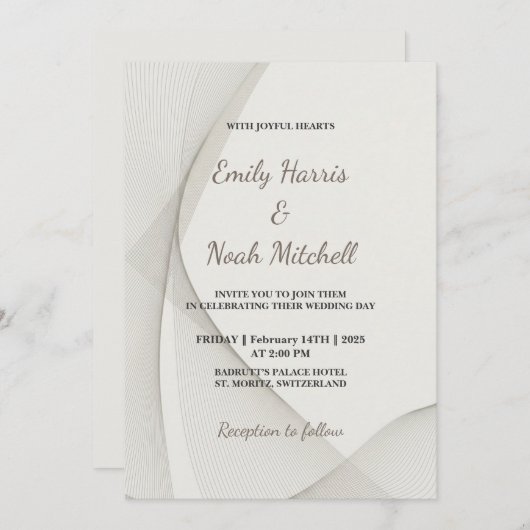 Abstracte lijn textuur bruiloft uitnodiging (Voorkant / Achterkant)