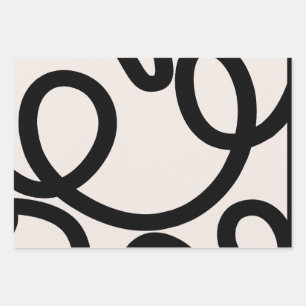 Abstracte lijn zwart en wit inpakpapier vel