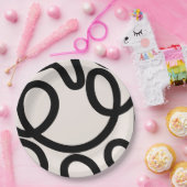 Abstracte lijn zwart en wit papieren bordje (Feest)