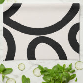 Abstracte lijn zwart en wit theedoek (Gevouwen)