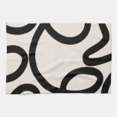 Abstracte lijn zwart en wit theedoek (Horizontaal)