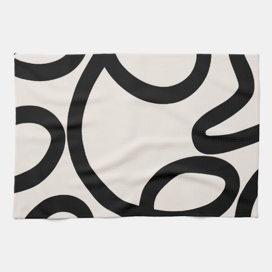 Abstracte lijn zwart en wit theedoek (Horizontaal)