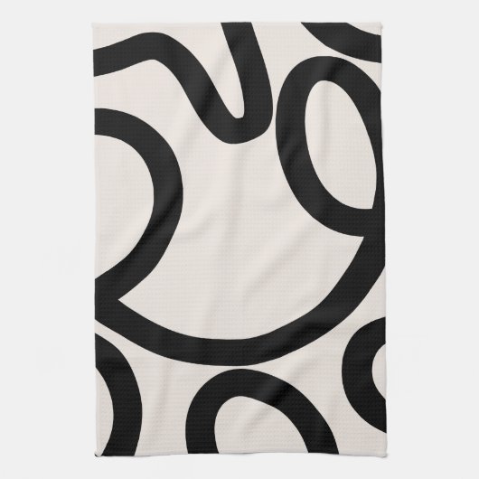 Abstracte lijn zwart en wit theedoek (Verticaal)