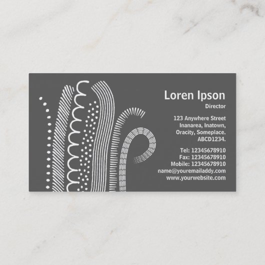 Abstracte lijnen 01- zwart op Bleek geel Visitekaartje (Achterkant)